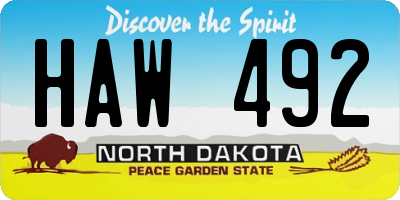 ND license plate HAW492