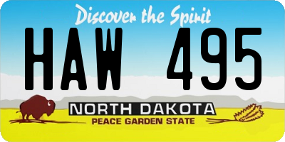 ND license plate HAW495