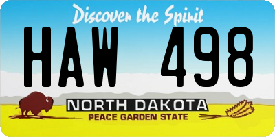 ND license plate HAW498