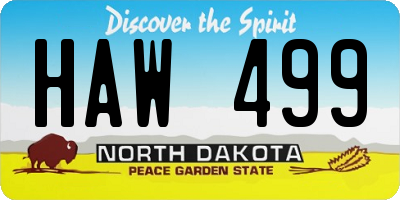 ND license plate HAW499