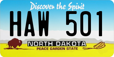 ND license plate HAW501