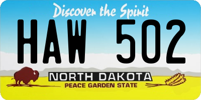 ND license plate HAW502