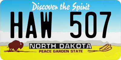 ND license plate HAW507