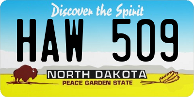 ND license plate HAW509