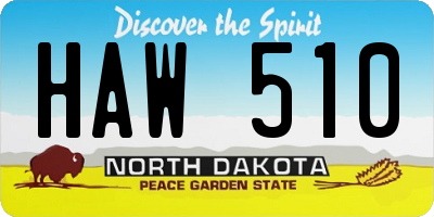 ND license plate HAW510