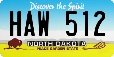 ND license plate HAW512