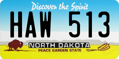 ND license plate HAW513