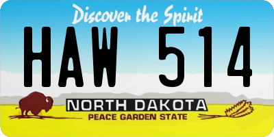 ND license plate HAW514