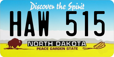 ND license plate HAW515