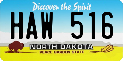 ND license plate HAW516