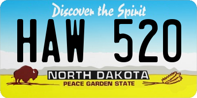 ND license plate HAW520