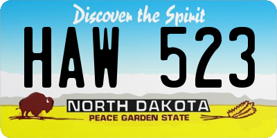 ND license plate HAW523