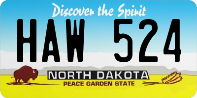 ND license plate HAW524