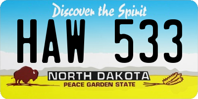 ND license plate HAW533