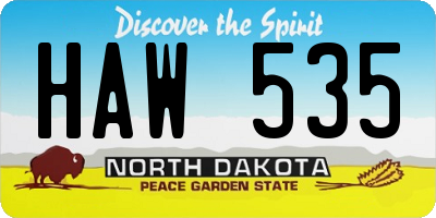 ND license plate HAW535