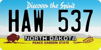 ND license plate HAW537