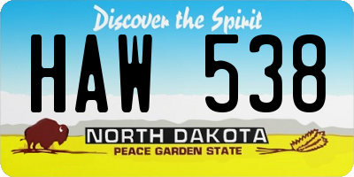 ND license plate HAW538