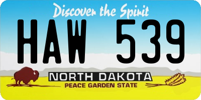 ND license plate HAW539