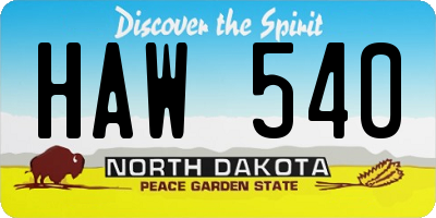 ND license plate HAW540