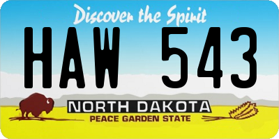 ND license plate HAW543