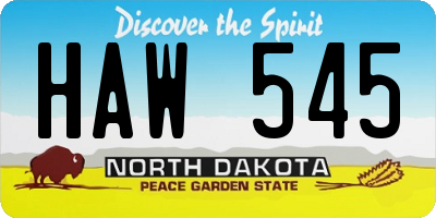 ND license plate HAW545