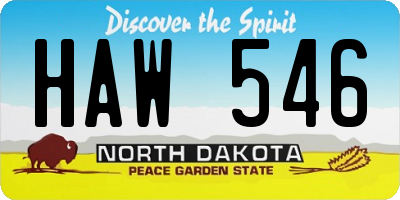 ND license plate HAW546