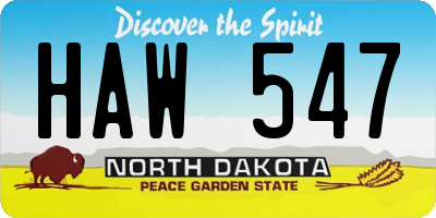 ND license plate HAW547