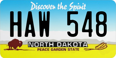 ND license plate HAW548