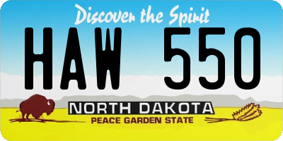 ND license plate HAW550