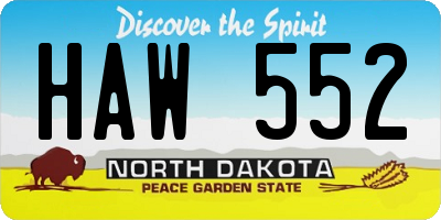 ND license plate HAW552