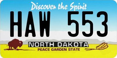 ND license plate HAW553