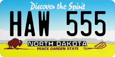 ND license plate HAW555