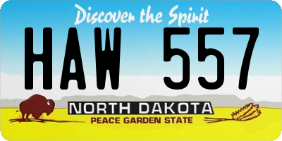 ND license plate HAW557