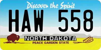 ND license plate HAW558