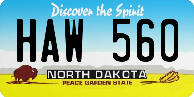 ND license plate HAW560