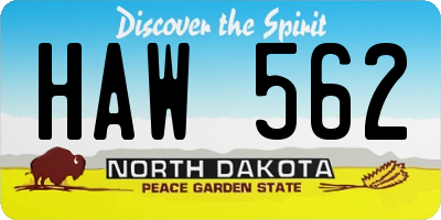 ND license plate HAW562