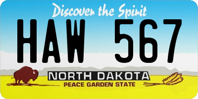 ND license plate HAW567