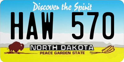 ND license plate HAW570