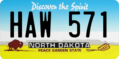 ND license plate HAW571