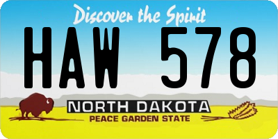 ND license plate HAW578