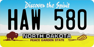 ND license plate HAW580