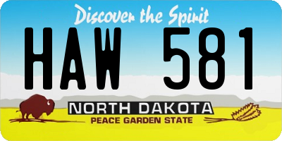 ND license plate HAW581