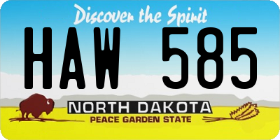 ND license plate HAW585