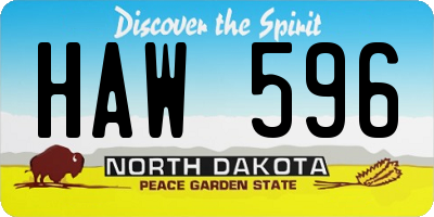 ND license plate HAW596