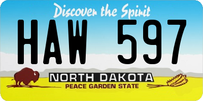 ND license plate HAW597