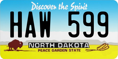 ND license plate HAW599