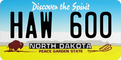 ND license plate HAW600