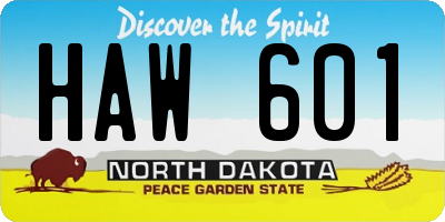 ND license plate HAW601