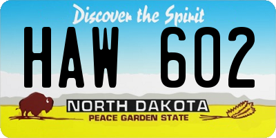 ND license plate HAW602