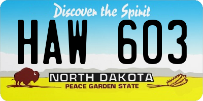 ND license plate HAW603